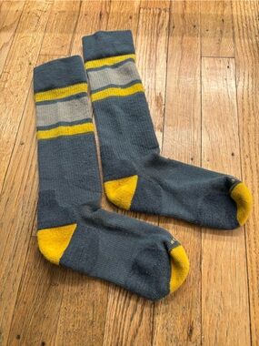 REI Men's Gray Athletic Socks with Yellow Accents